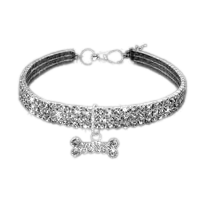 Rhie Dog Crystal Cat Collar, Puppy Chihuahua Necklace For Small Medium Large Dogs, Dia Pet Jewelry Accessories, Durable Leather