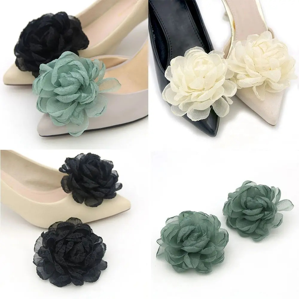 2pcs Accessories High Heel Flower Wedding Shoe Decorations Clip Charm Buckle Shiny Clips Bow Ribbon Clamp 240613