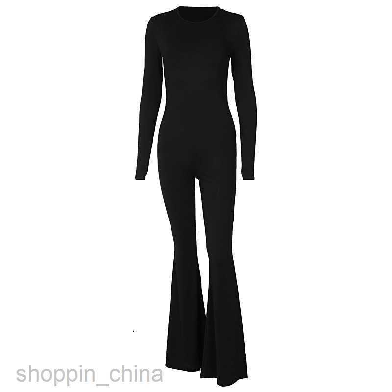 Women's Jumpsuits Rompers Feng Spring New Women's Sexy Backless Long sleeved Flare Pants Slim Fit Lifting Hip jumpsuit for Women