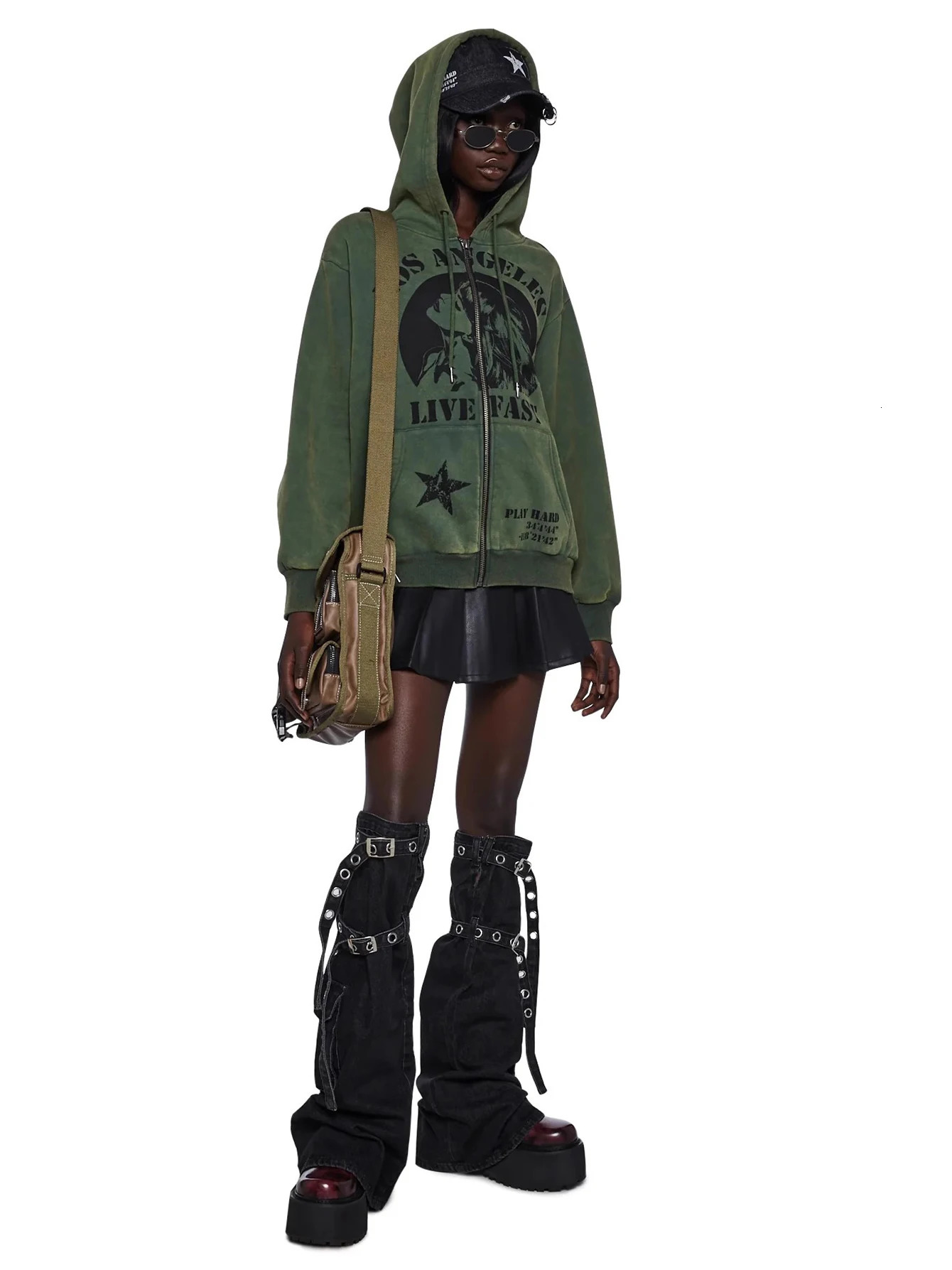 REDDACHiC Women Function Pocket Black Leg Warmers Self-belt Denim Long Socks Y2k Leg Gaiter Punk Goth Dark Academia Boots Cover 240613