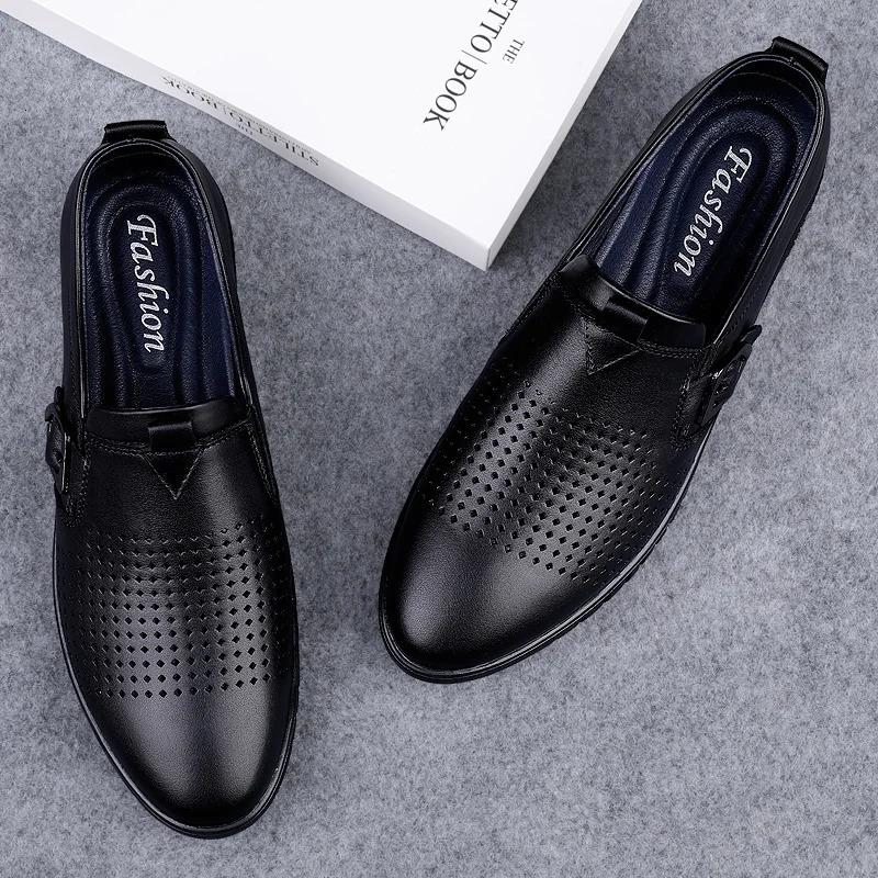 Mens Casual Genuine Leather Shoes Soft Slip on Loafers Non Slip Breathable Driving Flats Spring Walking Business Shoes Mocassin 240612