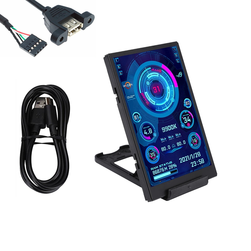 Computer Monitor For Mini ITX Case 3.5" 5 Inch IPS TYPE-C Secondary Screen CPU GPU RAM HDD Monitoring USB Display Freely AIDA64