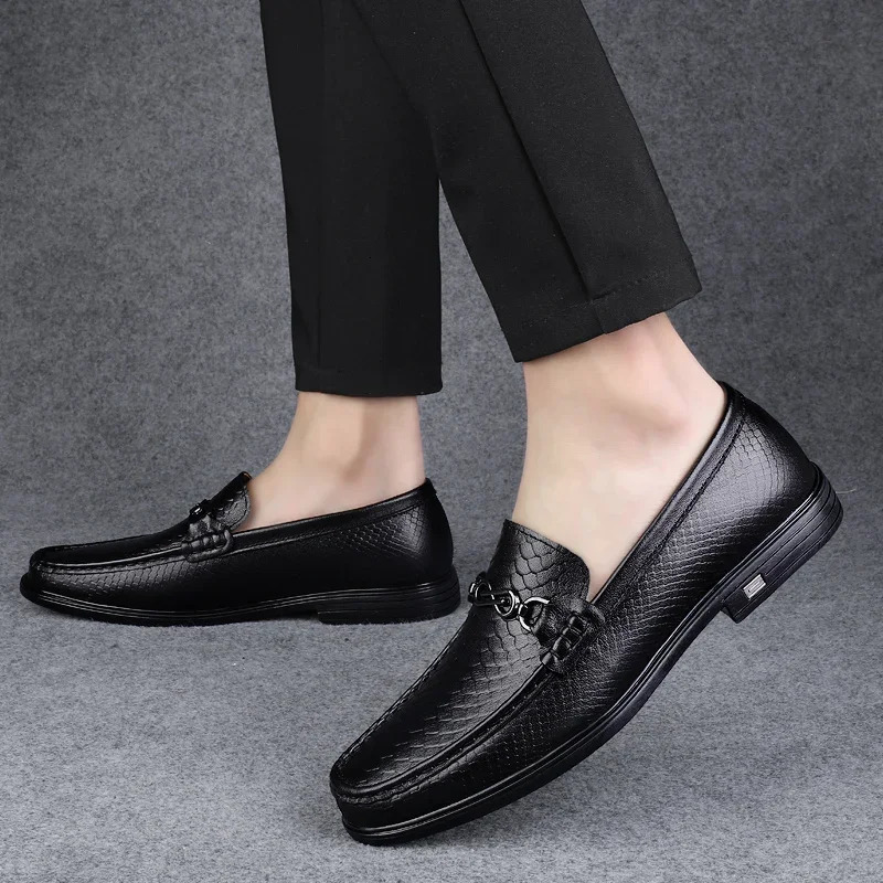 Genuine Leather Mens Casual Business Shoes Italian Dress Loafers High Quality Walking Shoes Comfort Formal Shoes Mocassins 240612