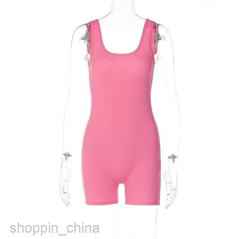 Women's Jumpsuits Rompers Feng Spring Women's New Fashion Solid Color U-neck Slim Fit and Slim Back jumpsuit