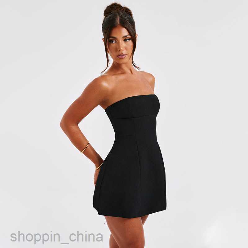 Basic Casual Women Dresses Women's clothing summer new sexy strapless versatile niche style short dress