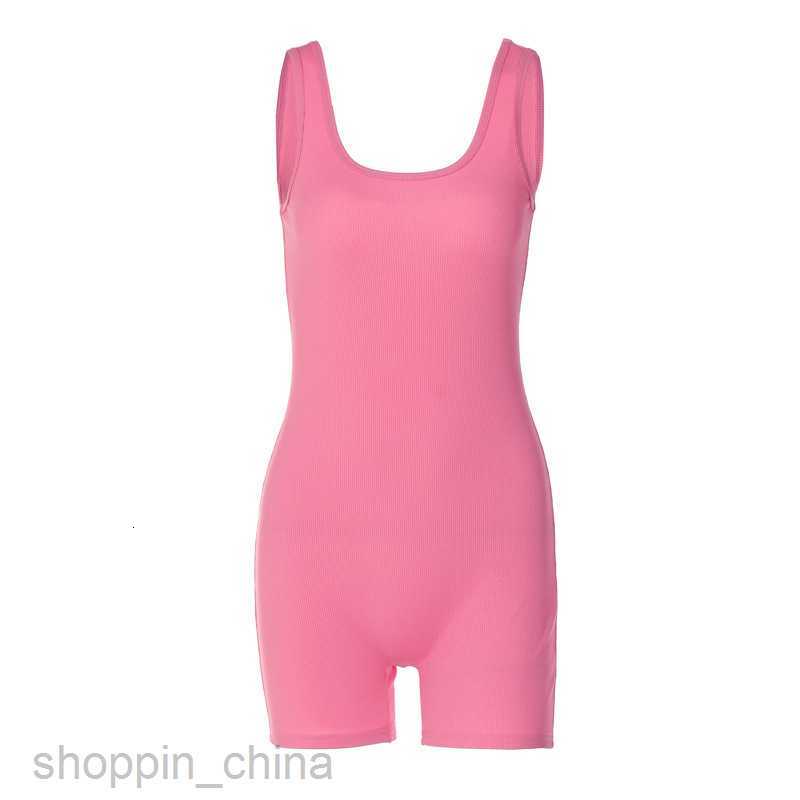 Women's Jumpsuits Rompers Feng Spring Women's New Fashion Solid Color U-neck Slim Fit and Slim Back jumpsuit