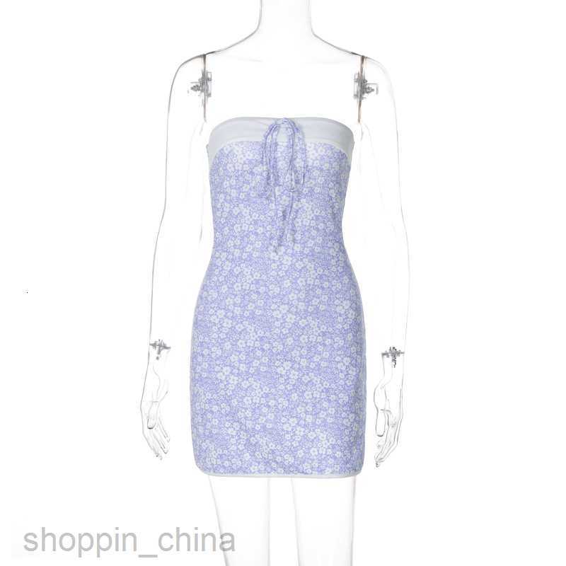 Basic Casual Dresses Women's clothing summer fashion lapel patchwork lace up chest wrap buttocks sweet floral dress