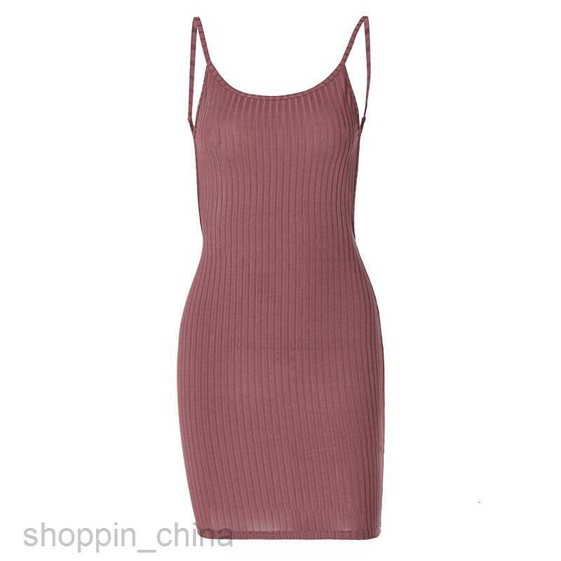 Basic Casual Dresses Spring New Women's Solid Color Slim Fit Knitted Sexy Slim Strap Wrapped Hip Dress for Women