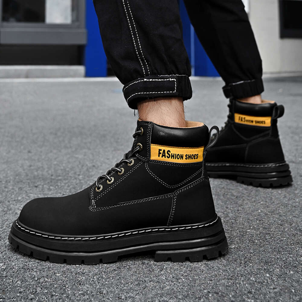 Autumn and Winter 10062 Large Martin Men's Yellow Genuine Leather Work Clothes Boots Cotton Shoes P85