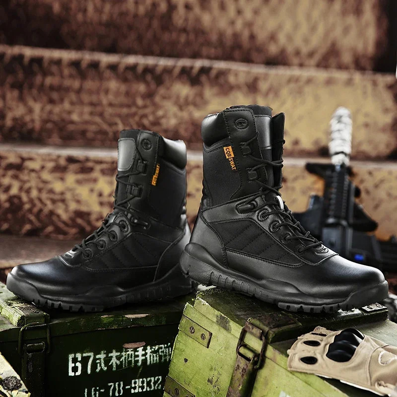 Combat Boot Men Women Climbing Training Lightweight Waterproof Tactical Boots Outdoor Hiking Breathable Mesh Army Shoes 240612