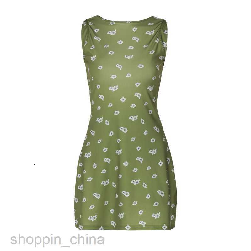 Basic Casual Dresses Street style summer sweet and sexy backless round neck floral loose and versatile skirt new style dress