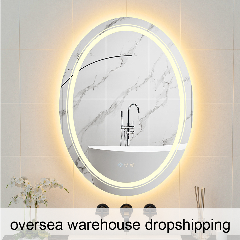 700x500mm LED Oval Mirror Anti-Fog Dimmable Illuminated Vanity Mirror Backlit Wall Mounted Bathroom Mirror with 3 Color Lights Bathroom Mirror