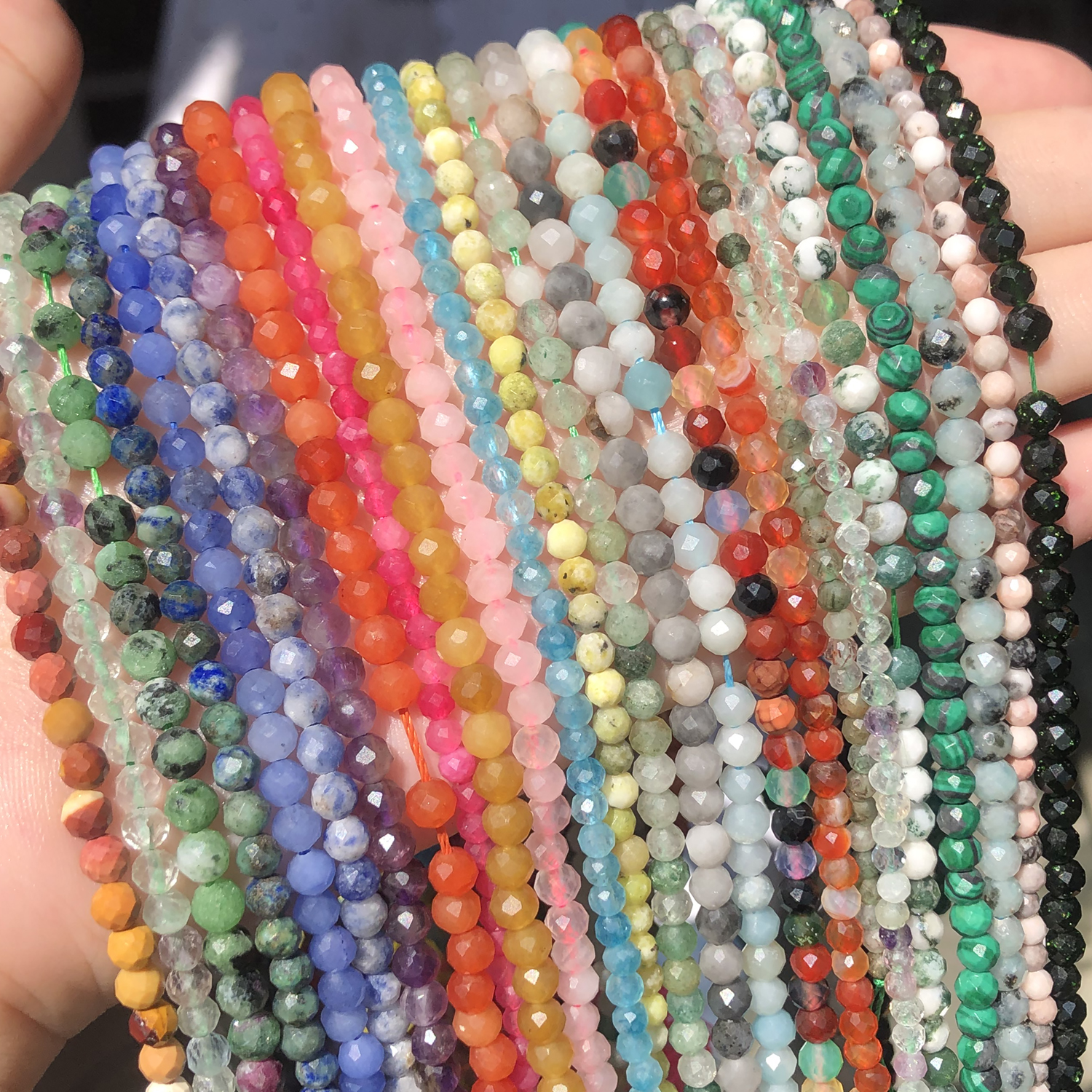 Natural Hawk eye Labradorite Gem tone 2 3 4mm Round Faceted Fine Loose Beads Accessories for Bracelet Earring DIY Jewelry Making