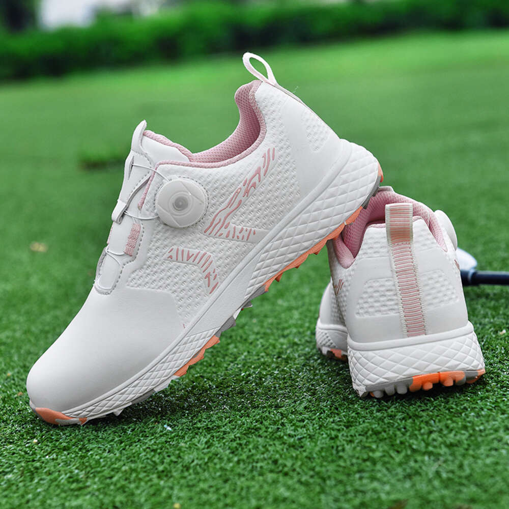 Customized Men's Athletic Walking Style Waterproof PU Leather Spike Sport Golf Shoes New Rotary Button Outdoor Training