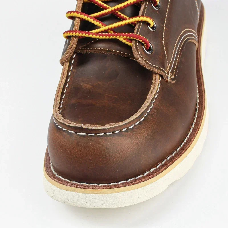 Mens Boots American Retro Tooling Boots Casual Crazy Horse Leather Vintage Man Lace Up Ankle Boots Hombre Zapatillas Hombre 240612