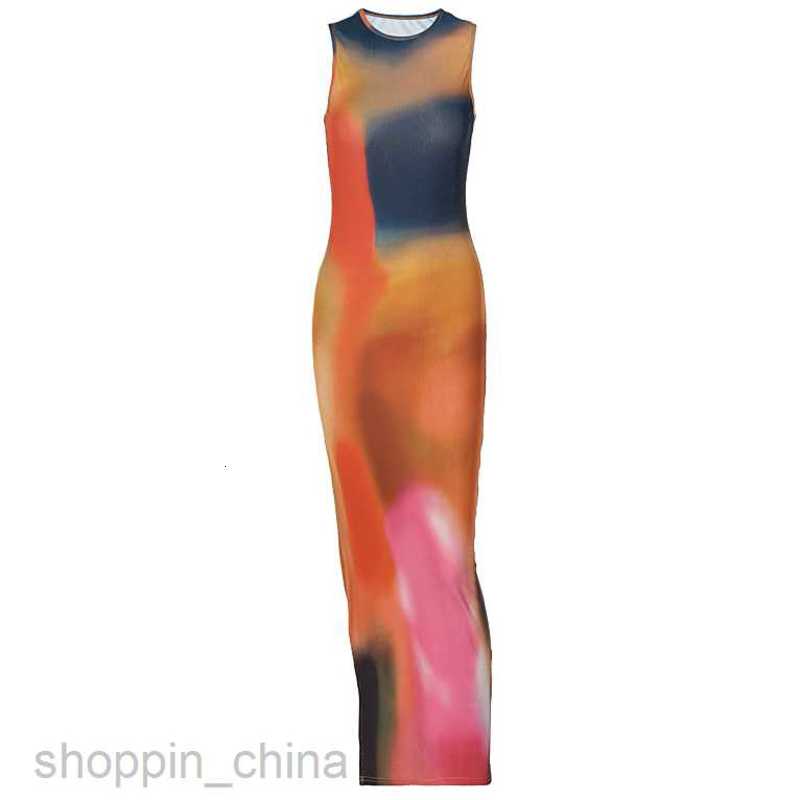 Basic Casual Women Dresses Women's new summer tie dye printed split temperament dress for women