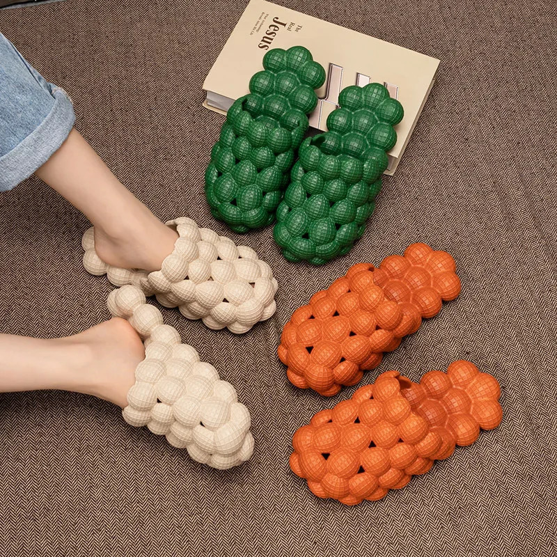 personalized orange bubble sandals fashion step on the stool feeling sandals summer home massage slippers women 240613