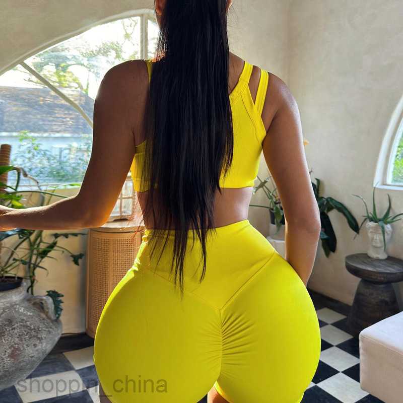 Women's Two Piece Sets Pants Women's Summer New Solid Color Slim Fit and Hip Lift Fashion Yoga Fitness Set for Women