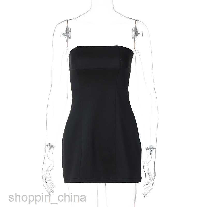 Basic Casual Women Dresses Women's clothing summer new sexy strapless versatile niche style short dress
