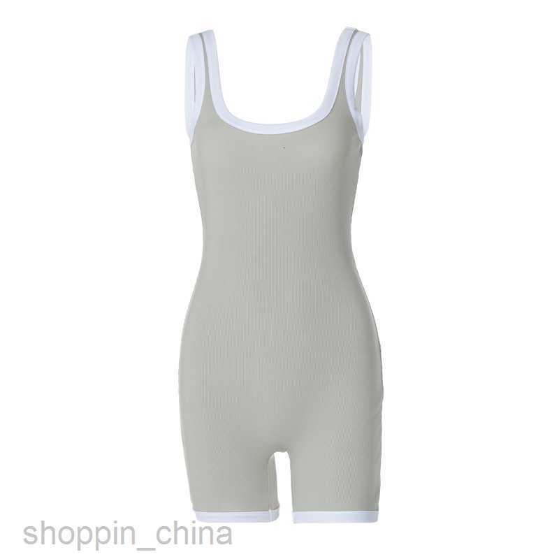 Women's Tracksuits Women's summer new U-neck contrasting suspender tight sports yoga jumpsuit Sets