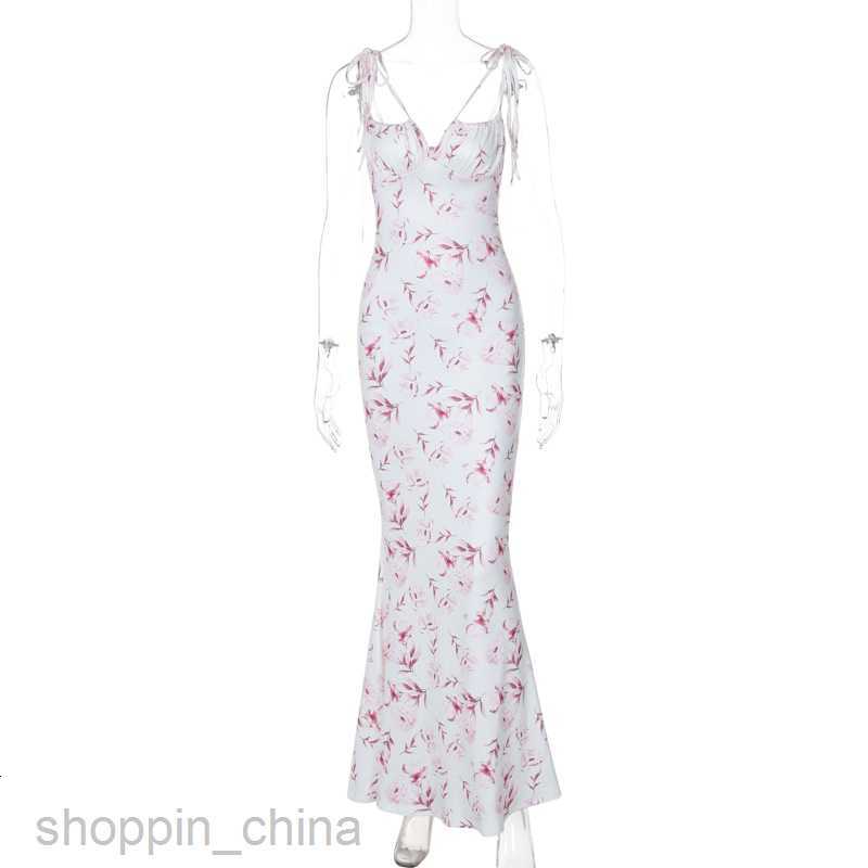 Basic Casual Dresses women's clothing summer floral design slim fit slim fit sweet buttocks wrapped and suspender dress for women