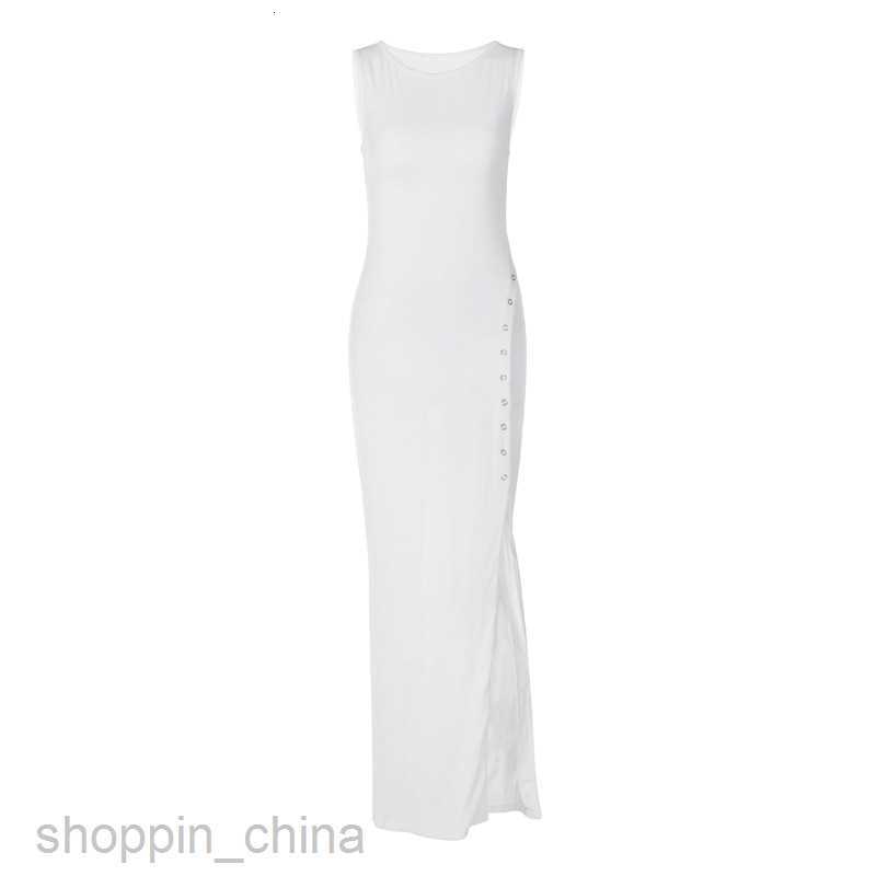 Basic Casual Dresses Women's Spring New Sleeveless Button Split Solid Color Slim Fit Fashion Style Dress for Women