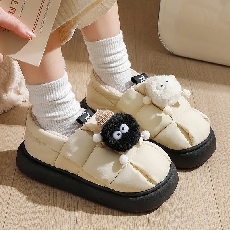 QYCKABY 2024 Plush Fur Clogs Slippers For Women Winter Soft Furry Slippers Waterproof Shoes Multi-Use Indoor Home Sandals Ladies 240612