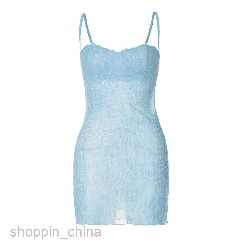 Basic Casual Dresses Women's Summer Sexy Hollow Wrapped Chest Style Mesh Animal Pattern Short Sling Dress for Women