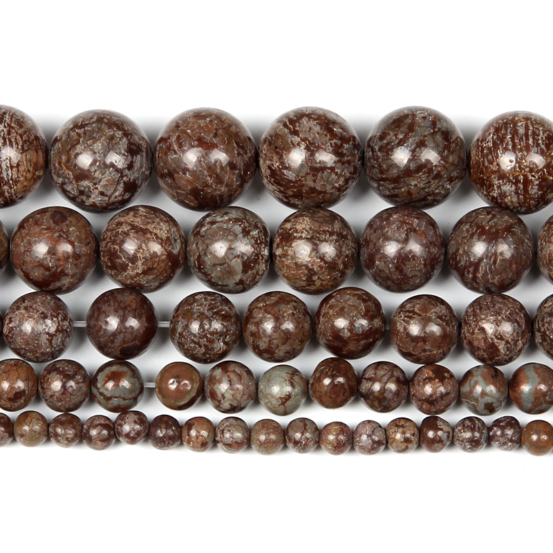 Natural Stone Smooth Brown Alabaster Charm Round Loose Beads For Jewelry Making Needlework Bracelet Diy Strand4-12MM