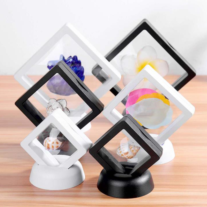 1pcs Square 3D Floating Jewelry Coin Display Frame Holder Box Case Stand Home Decoration