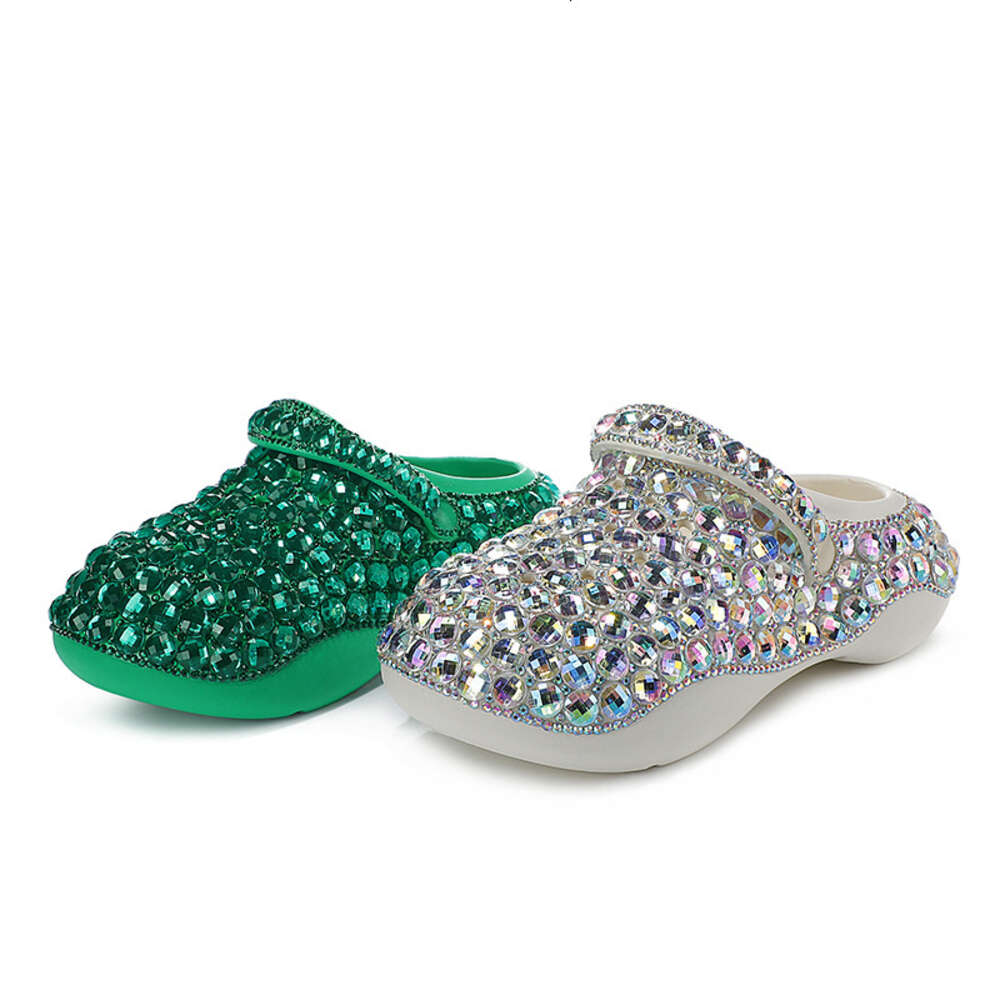 All-Match Personality Fashion Diamond-Studded Thick-Soled Shoes Heightened Shiny Comfortable Women Sandals