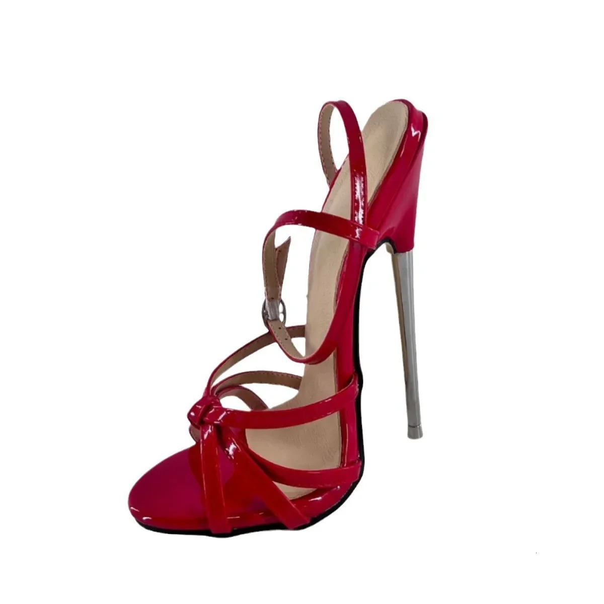 18CM super high heels fishbeak sandals straps metal y fetishes men and women fast delivery 3646 240613