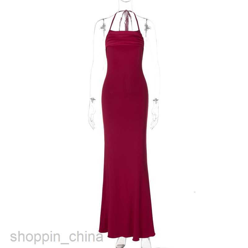 Basic Casual Women Dresses Sexy hollowed out backless fashion style solid color pure desire slim fit patchwork strap long dress