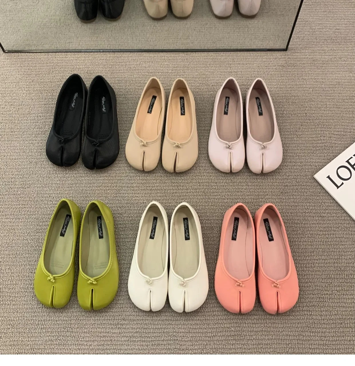 Bailamos Women Flats Tabi Ninja Shoes Woman Microfiber Leather Comfy Split Toe Slippers Soft Bottom Loafers Solid Brief 240612