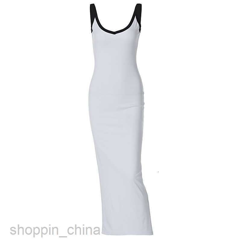 Basic Casual Dresses Women's clothing summer new contrasting backless style slim fitting suspender dress
