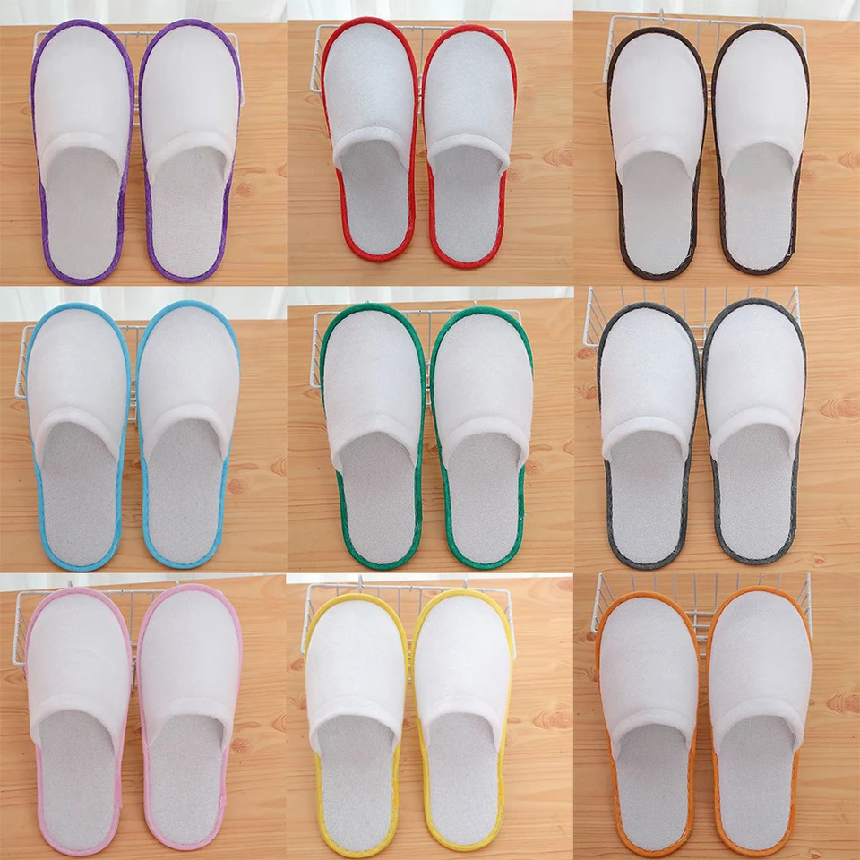 10 Pairs Lot el Slippers Men Womens Top Quality Velvet Travel Disposable Cotton Home Hospitality Shoes SPA Guest Slides 240612