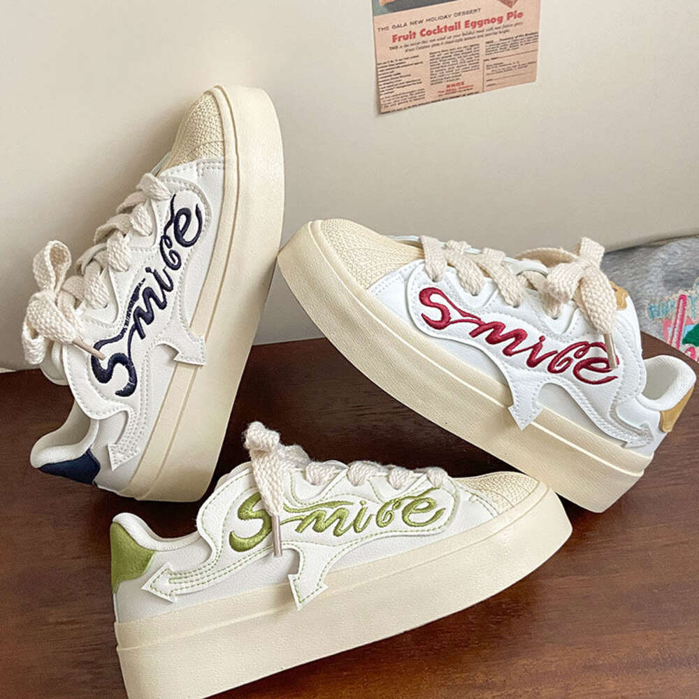 Letter Embroidery Shell Head Small White Shoes Women's Summer New Style 2024 Casual All-match Student Thick-soled Sneakers Trend b5048