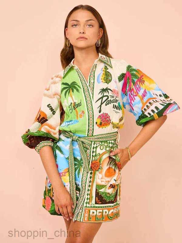 Women Dress Designer New Sexy Suspender Graffiti Cotton And Linen Printed Large Hem Dresses 6 Colours G05