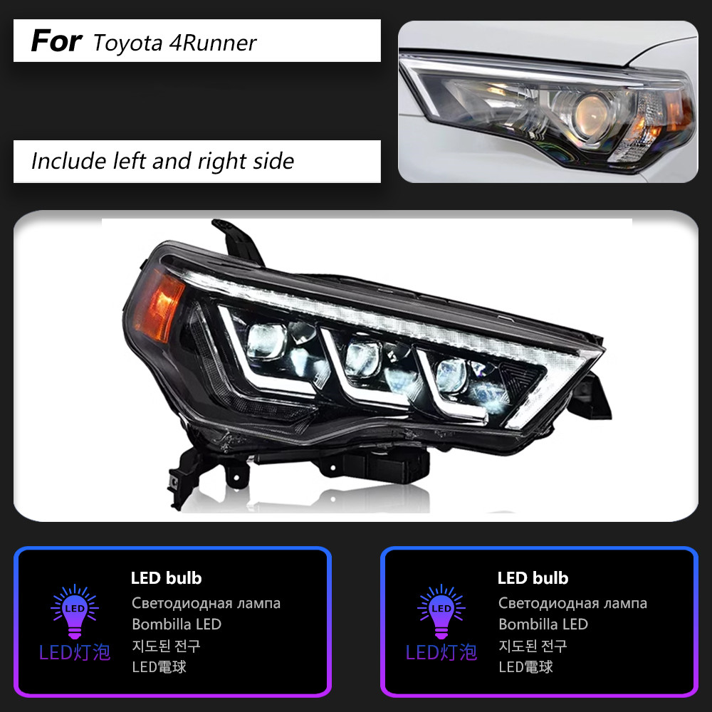 Headlight for Toyota 4Runner LED Headlight 20 13-20 22 DRL Light Assembly LED Angel Eye Daytime Running Light