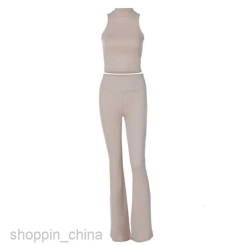 Women's Two Piece Sets Pants Women's Summer New Collar Sleeveless Tank Top Loudspeaked Pants Two piece Fashion Casual Set for Women