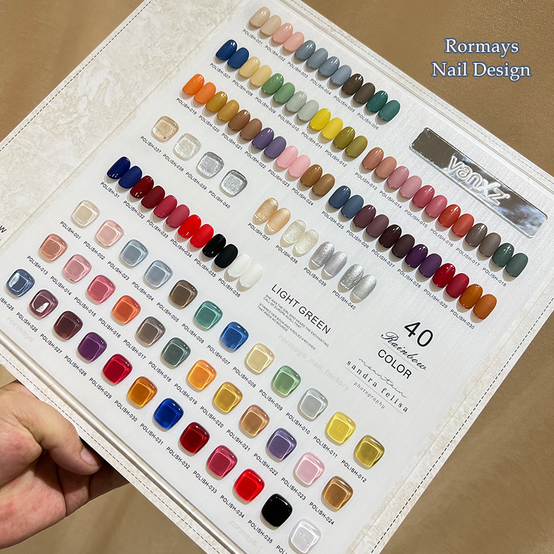 Rormays Popular Phototherapy gel Polishing 40PCS Hybrid gel UV LED Semi permanent Varnish Shining Summer Immersion Nail Salon 15ML Wholesale Factory