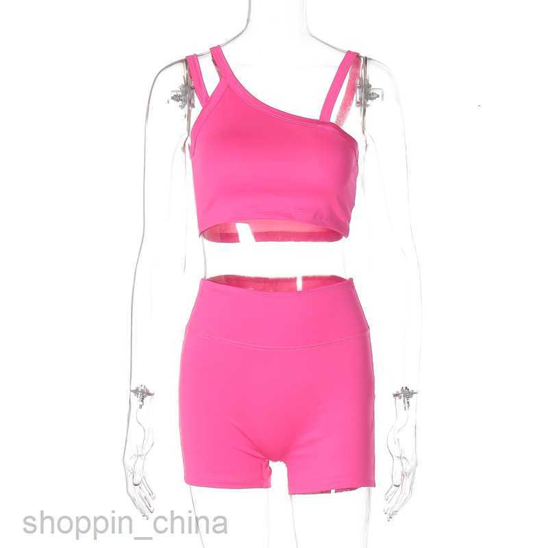 Women's Two Piece Sets Pants Women's Summer New Solid Color Slim Fit and Hip Lift Fashion Yoga Fitness Set for Women