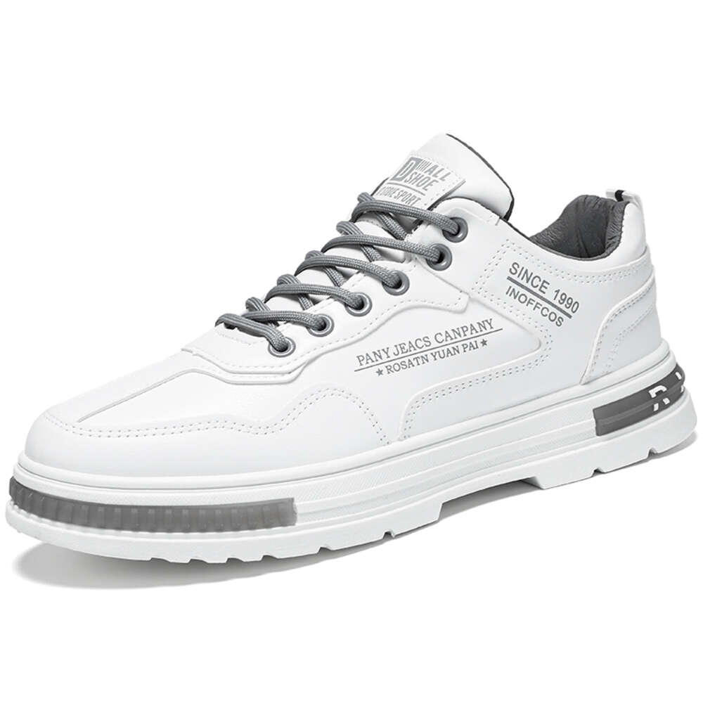 Hot selling flat bottomed casual with lace up PU leather board for men's slow walking style small white shoes