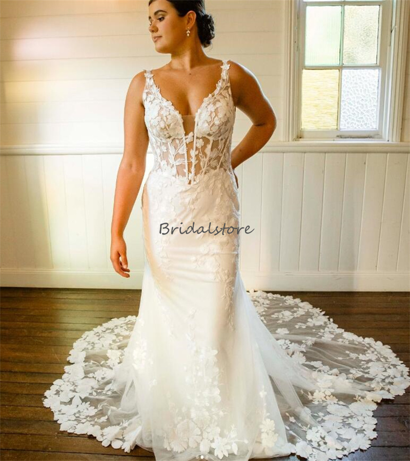 Luxury Mermaid Wedding Dresses 2024 Appliques Lace Farm Country Boho Bride Dress Elegant Backless Korean Gatsby Bridal Gowns Fairy Charming Bohemian R