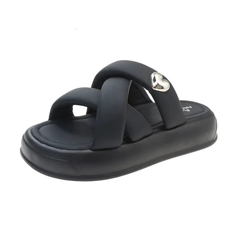 Summer Pink Chunky Platform Slippers Women Thick Bottom Wedge Heels Versatile Sandals for Woman Non Slip Outdoor 240613