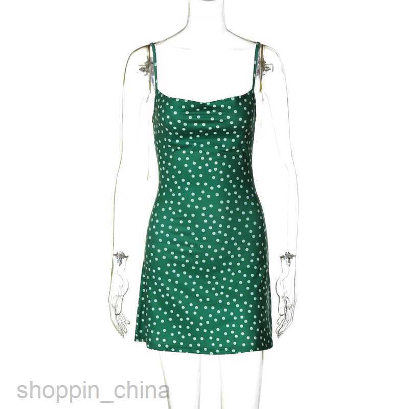 Basic Casual Women Dresses style fresh and sweet beach style fashionable polka dot strap backless ultra short slim new dress for women