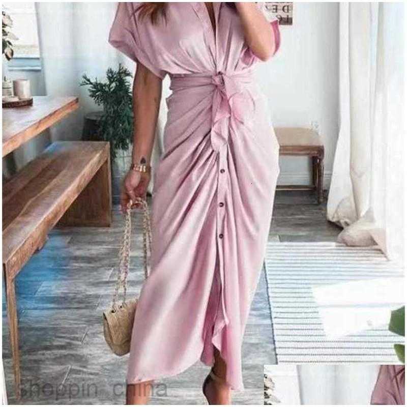 Casual Dresses Women Shirt Designer Commuting Plus Size S3Xl Long Dress Fashion Forged Face Clothing Drop Delivery Apparel Wom S02