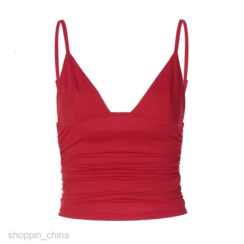 Women's T Shirt style fashionable street style sexy V-neck solid color exposed navel versatile slim fit style small strap tees tops