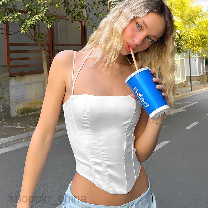Women's Tanks Camis solid color slim fit essential for street outings spicy girl style wrapped chest small suspender women clothing vest tees top