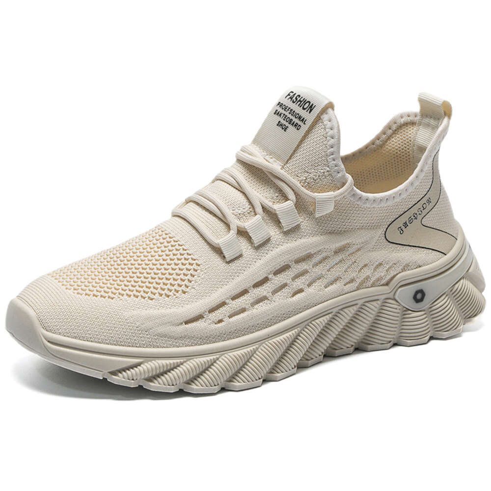 Men's New Breathable Mesh All-Match Trendy Thick-Soled Flying Woven Running Style Comfortable Walking Shoes